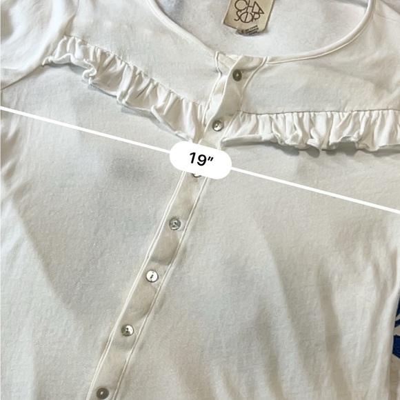 Chaser White Ruffle Button-Up Women's Knit Top M - Picture 7 of 8